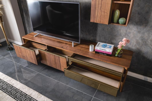 TV-cabinet Lowboard Living room Set tv stand Sideboard Shelves Wall unit Modern Wood new